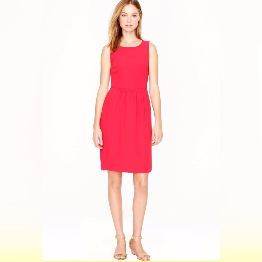 NWT! J. Crew Red Coral Poppy Camille Sleeveless Crepe Dress 00P